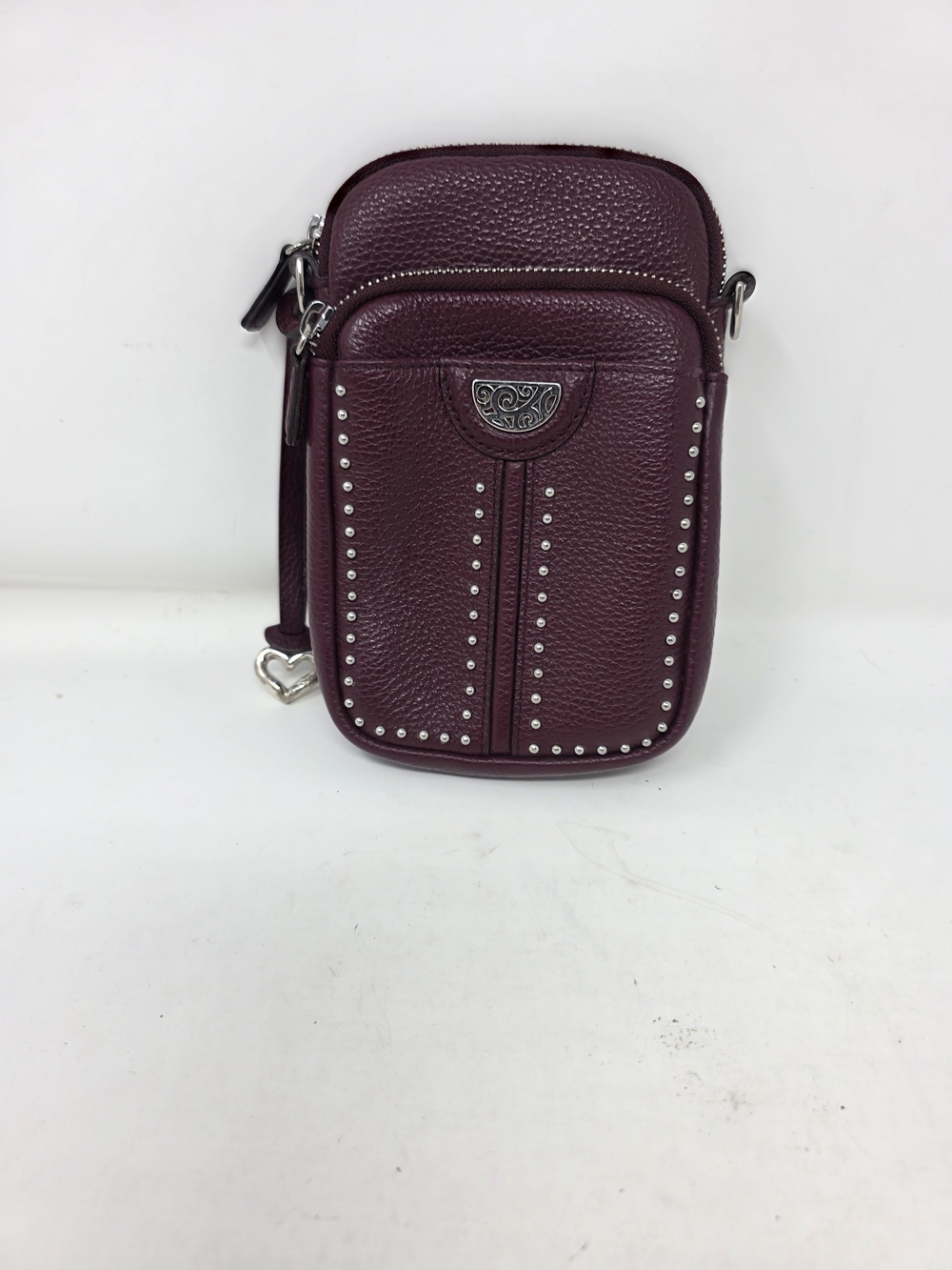 Brighton Plum Burgundy Leather Studded Phone Organizer Bag S037688